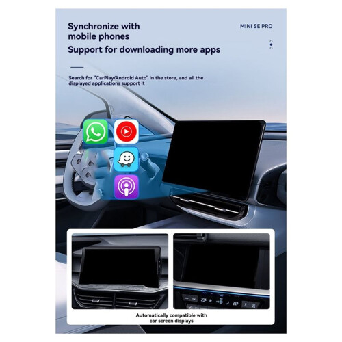SE Pro Car CarPlay Adapter Wireless Support CarPlay & Android Auto for IOS Android Plug & 2