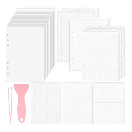 Refis de Papel Adesivo Reutilizável Dupla Face para Pasta A5 com 6 Argolas