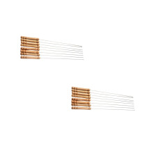 24Pcs Khaki Wooden Handle Bbq Skewers Stainless Steel Barbecue Sticks