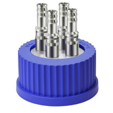 304 Stainless Steel GL45 Safety Bottle Cap for Laboratory Use, Large Size, 8-10mm Diameter Large - 4 Port