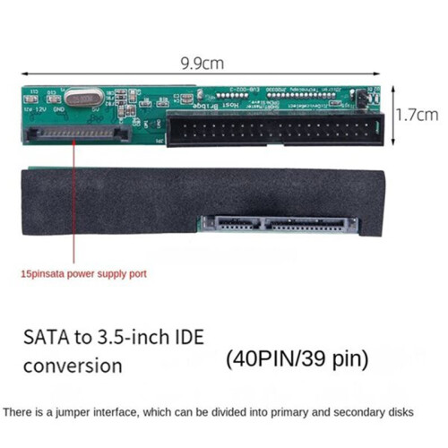 Placa Adaptadora para Disco Rígido de Desktop/Laptop com Conversão  de 3,5 Polegadas, Interface IDE, Porta Serial 39P para Porta Paralela de 15 2