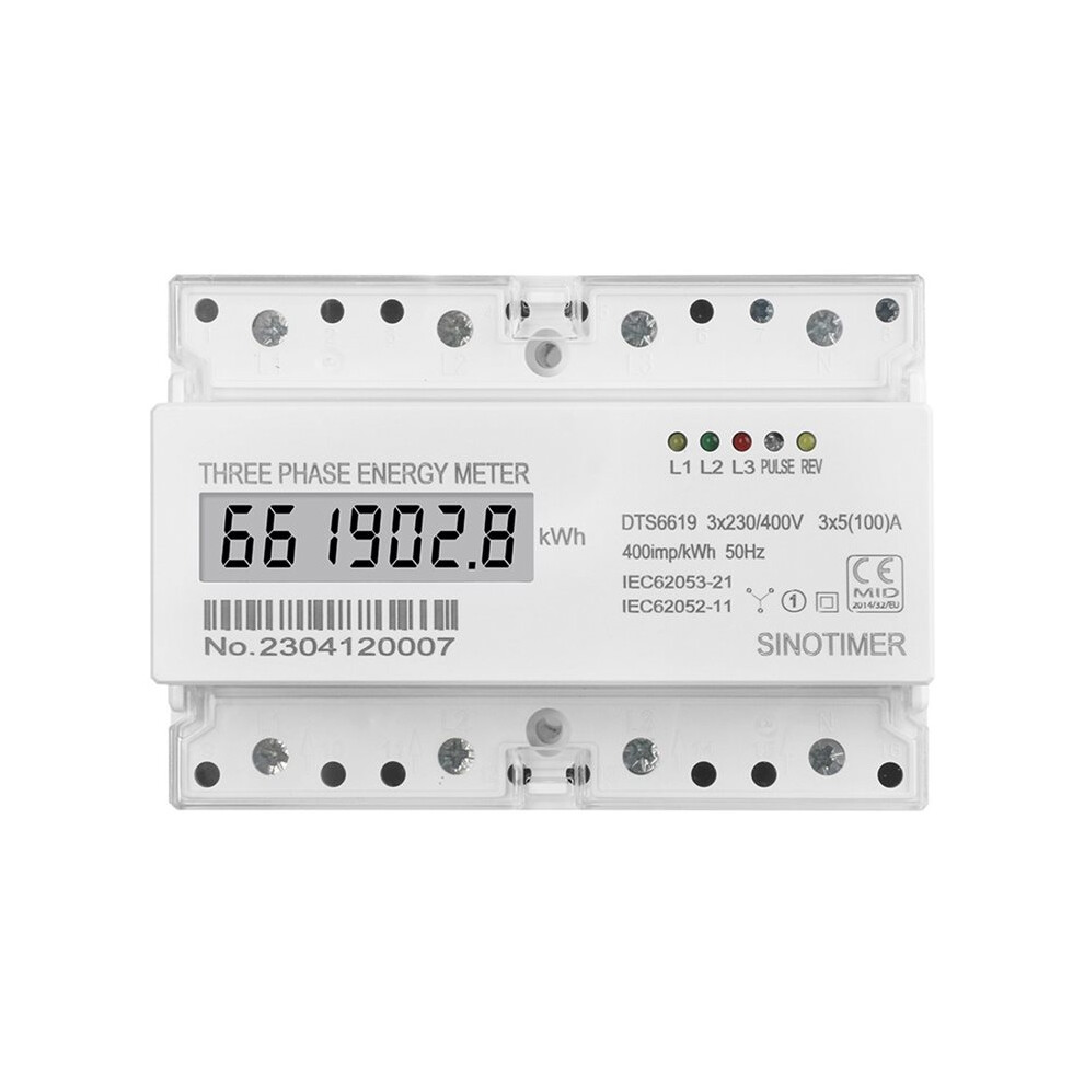 3 Phase 4 Wires Analog / Digital Meter 7P Kwh Electrical Power Consumption Monitor Din Rail Ac 400V 100A 6032757548751
