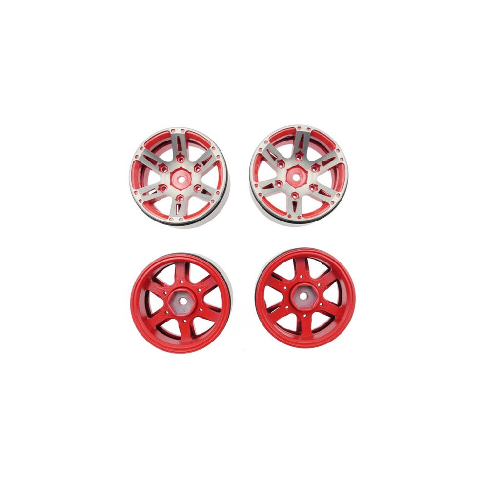 4Pcs Rc Rock Crawler Metal Beadlock 1.9" Wheel Rim For Scx10 Rc Crawler Car Part Red 6033922846573