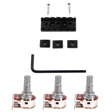 Guitar String Lock Locking Nut with 3 Pcs Double Balance Stacked Knurled Stalk Guitar Bass Control Pots Potentiometer