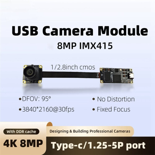 8MP IMX415 USB Camera Module 4K UVC Video Webcam Board,87 No Distortion FF 30fps FPC Industrial Lightburn Camera Module 1