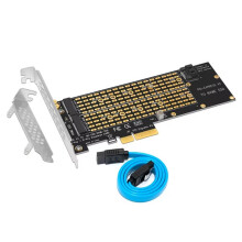 PCIE to M2 Adapter M.2 NVMe Key-M NGFF Key-B Adapter with SATA3.0 Cable for 2230 2242 2260 2280 22110 SSD to PCIe Card