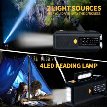 Portable Solar Crank Emergency Radio Global FM Receiver LED Flashlight 5000mAh High Quality SOS Annunciator Green