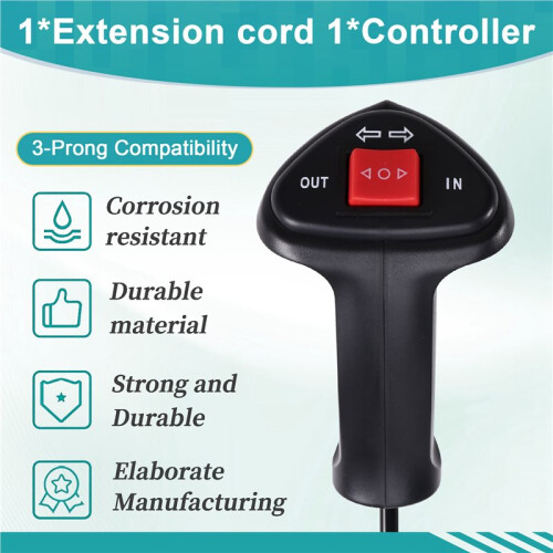 Remote Electric Winch Controller 3 Prong Compatibility with 3 Meter Extension Cable for Vehicle Recovery Operations 1