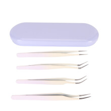 4 Stück Edelstahl Wimpern Zange Set für Extensions & Kunst, Violett