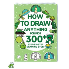 300+ Step-By-Step 1pc Green Stick Figure Drawing Book Art Learning Painting Supplies with Cartoon Dinosaur & Frog Book