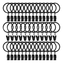 40 Pack Black Curtain Rings with Clips - Fits to 1 Inch Rods, Ideal for Drapery, 3.2cm Interior Diameter