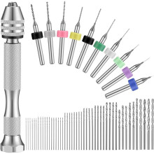 59-Teiliges Handbohrer-Set mit Metallstift-Schraubstock, Mikro-Spiralbohrern und PCB-Rotationswerkzeugen für Harz-Polymer-DIY-Projekte C