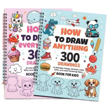 2 Libri su Come Disegnare Qualsiasi Cosa per Gli Appassionati di Pittura - 300 Graziosi Disegni Passo Dopo Passo di Adorabili Animali, Cibo e Regali