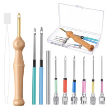 12 Pcs Punch Kit with Storage Box Adjustable Punch NeedlesEmbroidery Kits for Adult Beginner DIY Decoration Gift