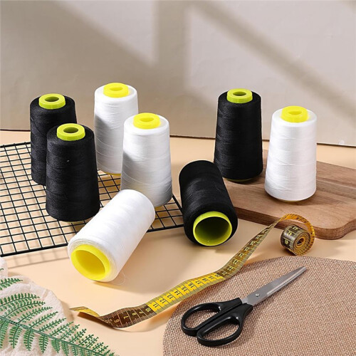 8Pcs Polyester Sewing Thread 40S/2, 3000 Yard Spools for Serger and Sewing Machines, Black & White 2