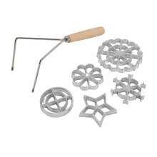 Conjunto de 6 Moldes de Ferro para Rosetas com Cabo Duplo, Ideais para Bunuelos, Biscoitos, Waffles e Outros Bolos.