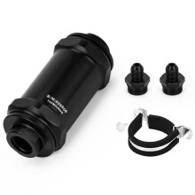 BLACK AN6 Inline Fuel Filter E85 Ethanol with 100 Stainless Steel Element