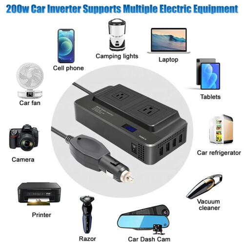 US Plug Multifunctional Car Inverter, 12v to 110v Power Converter with Plug and Socket 1