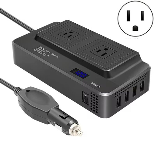 US Plug Multifunctional Car Inverter, 12v to 110v Power Converter with Plug and Socket 2
