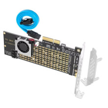 M.2 NVMe Adapter SSD to PCIe Card Key M Key B with Fan SATA3.0 Cable PCIE to M2 Adapter for 2230 2242 2260 2280 22110