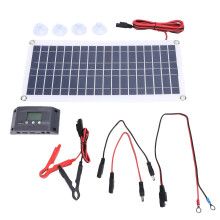 Kit de Painel Solar de 30 W, Carregador de Bateria Solar, Controlador de Carga MPPT com Proteção de Carregamento Inteligente para RV, , Carro e