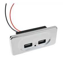 Panneau Double USB Externe Étanche 3,1 A 12 V pour Voitures/Camping-Cars/Caravanes - Chargeur de Voiture USB Double Port Fixe - Argenté