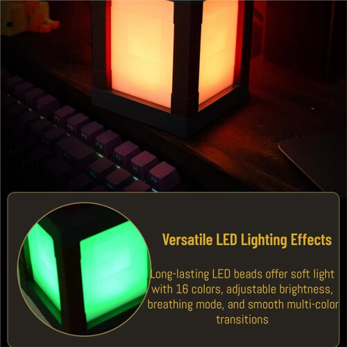 2Pcs Pixelated Lantern LED Night Light 16-Color Light-Changing with Remote Control, Rechargeable Table/Wall Night Lamp 1