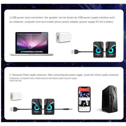 USB Wired Loudspeaker with RGB Lights Portable  Speaker Wired Volume Control PC Sound Box for PC Computer Laptop 1