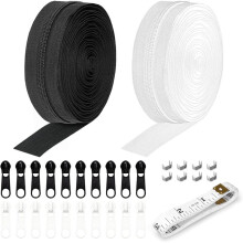 3 Nylon Coil Zipper Repair Kit-10 Yards Bulk with 20 Pulls & 8 Stoppers-Heavy Duty for Clothing, Bags, Backpacks DIY A