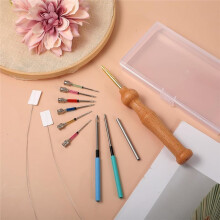 12 Pcs Punch Kit with Storage Box Adjustable Punch NeedlesEmbroidery Kits for Adult Beginner DIY Decoration Gift