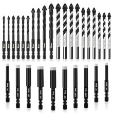 30Pcs Masonry Drill Bit Set,Carbide Drill Bits ,Concrete Drill Bit for Ceramic Glass Porcelain Tile Metal Plastic Wood