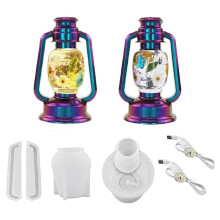 Oil Lamp Resin Molds Set, 6Pcs Epoxy Light Molds for Resin Casting with 2pcs LED Lights for DIY Retro Lantern Short One