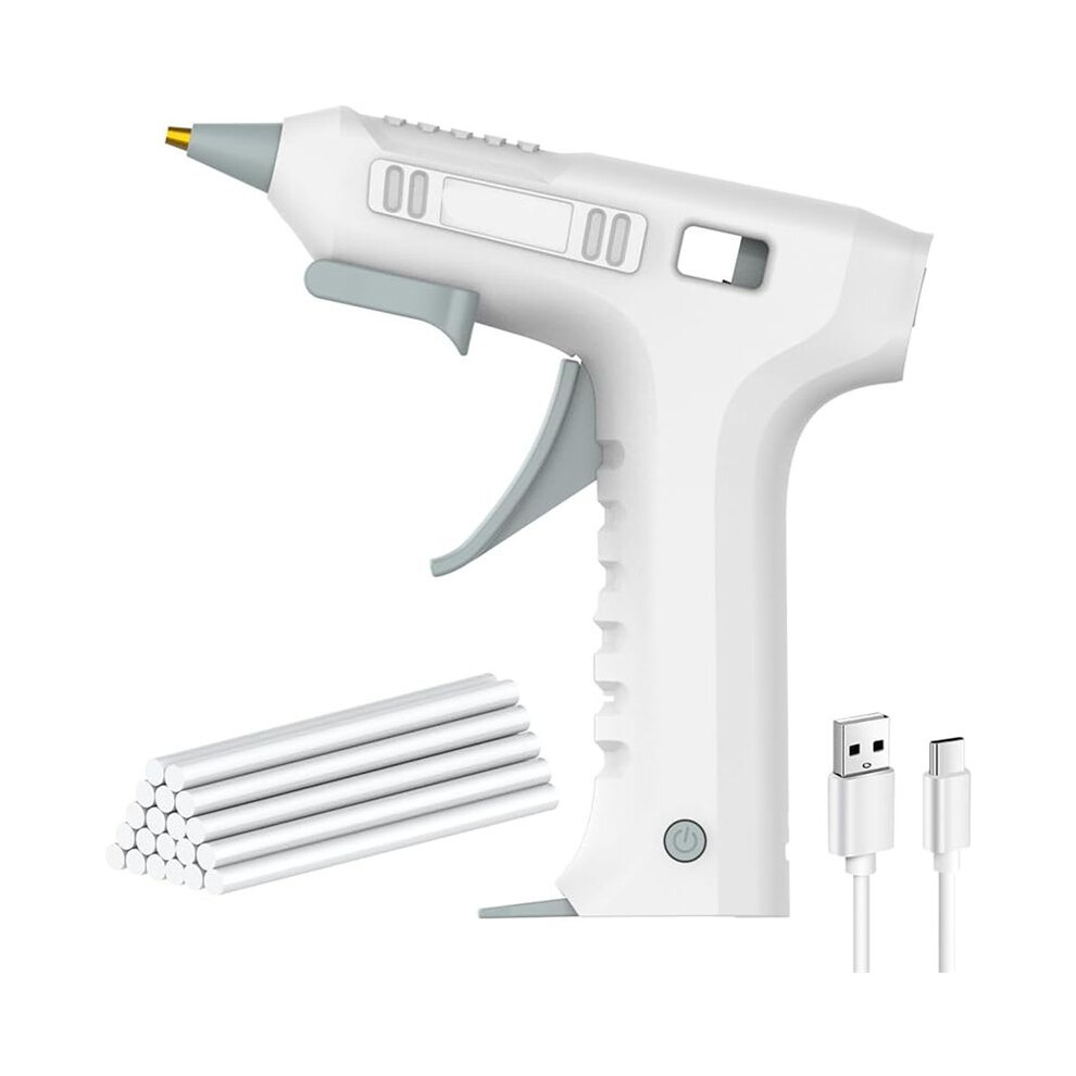 Cordless Hot Glue Gun, Wireless Type-C Rechargeable 2600Mah Battery Powered Glue Guns, With 20Pcs Glue Sticks Set White 6032586348119