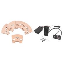5x Maple 4/4 Full Size Violin Bridge Qin Code & 1x Electric Violin Pickup Piezo Preamp Accessory with Active Tone System