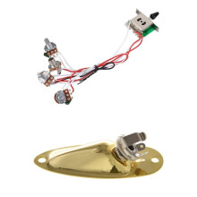 1x Pots for Strat Guitar PreWired 1 Volume 2 Tone Control 5 Way 3-500K & 1Pc Boat Output Input Jack Plate Sockets