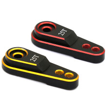 2 Pcs Hard 25T M3 Steering Link Servo Arm Horn for 1/10 RC Crawler TRX4 Metal Upgrade Parts, Red & Gold