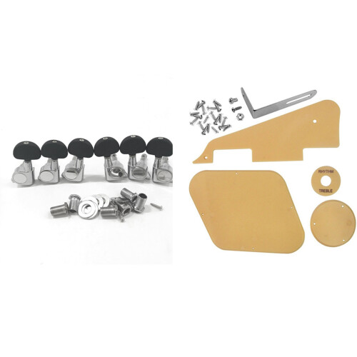 1 Set Pickguard /Cavity / Covers/Bracket/Screws with 6Pcs Guitar String Tuning Key Pegs/Machine  Knobs