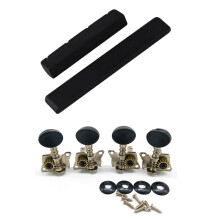 1 Pair 4 String Ukulele Guitar Nut and Saddle with 4PCS Metal Opened Ukulele Uke Tuning Pegs Tuners Round Cap