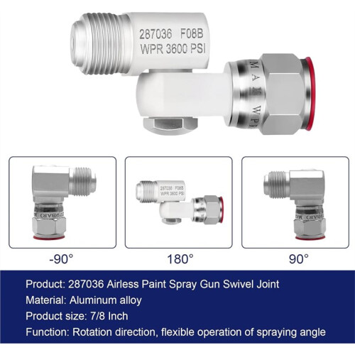 Junta Giratória para Pintura Airless 287036, Compatível com Rosca de 7/8 Polegadas (235486), Rotação de 180 Graus, Design de Fácil Limpeza. 1