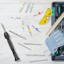 59-Teiliges Handbohrer-Set mit Metallstift-Schraubstock, Mikro-Spiralbohrern und PCB-Rotationswerkzeugen für Harz-Polymer-DIY-Projekte A
