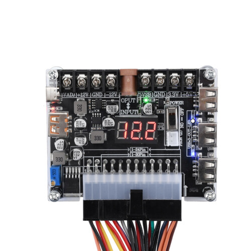 20/24 Pin ATX Power Adapter Board - Adjustable Voltage with Red Digital Display - Supports PD2.0/PD3.0 1