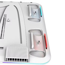 Stazione di Raffreddamento Turbo RGB con Luce A 3 Livelli e Stazione di Ricarica per Controller per PS5/SLIM Digital/Disc