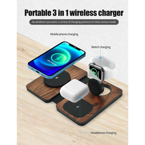 3-in-1 Charging Station, for  Wireless Charger, Foldable Charger for Devices That Support Wireless Charging. 2