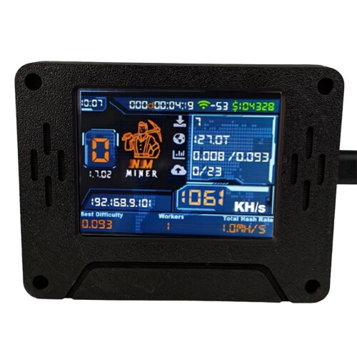 NMMiner BTC Solo Miner 1060Kh/S - Minerador de Criptomoedas Bitcoin Atualizado com Tela Inteligente de 2,8 Polegadas - NerdMiner para Escritório e 2