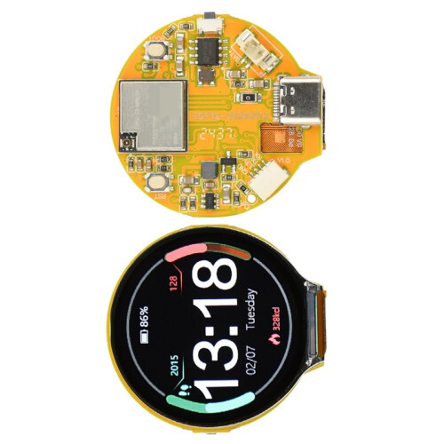 Placa de Desenvolvimento ESP32-C3 WiFi BT com Tela Circular TFT de 1,28 Polegadas, Módulo ESP32-C3--1U Integrado, RISC-V de 32 Bits e 160 MHz 1