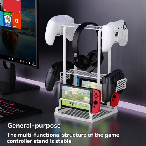Supporto per Cuffie, Supporto per Console di Gioco, Supporto per Auricolari, Supporto per Computer, Stile Gaming, Bianco 2