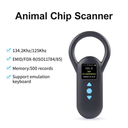 Animal RFID Reader 134.2KHz 125kHz  Cat Dog Microchip Scanner FDX-B Glass Chip Identification Tag Reader 2