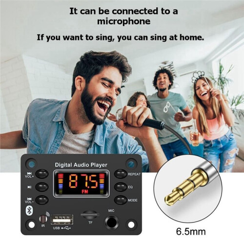 DC12-15V  Amplifier Board 2x25W Car MP3 Decoder Board, Audio Amplifier Module with Microphone Interface 2