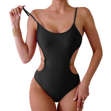 Women's Adjustable Spaghetti Straps Swimsuit, Hidden Elastic Band Great Support One Piece Bathing Suit, Soft4-way Stretchy Fabric Cut-out Waist