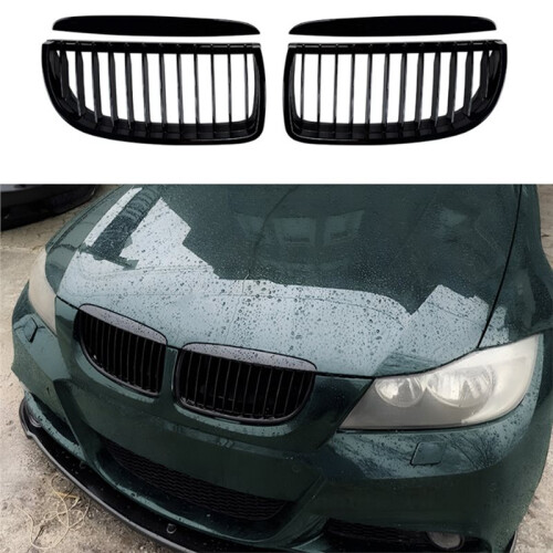 Car Front Kidney Grill Front Hood Grill Single  Vertical Grille for  3 Series E90 E91 2005-2008 1